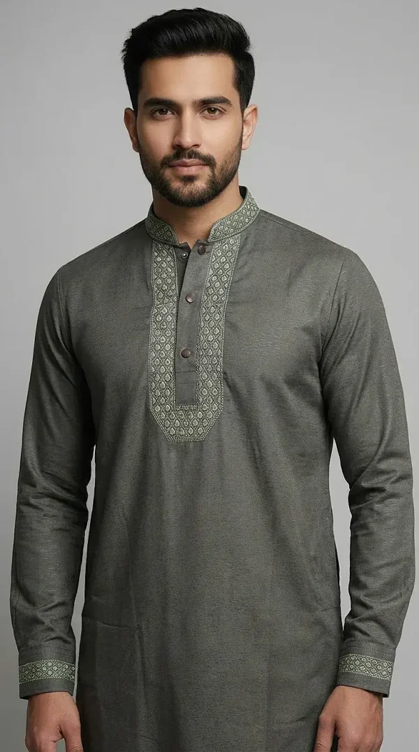 Eid Special Panjabi – Premium Collection - Dusty Olive