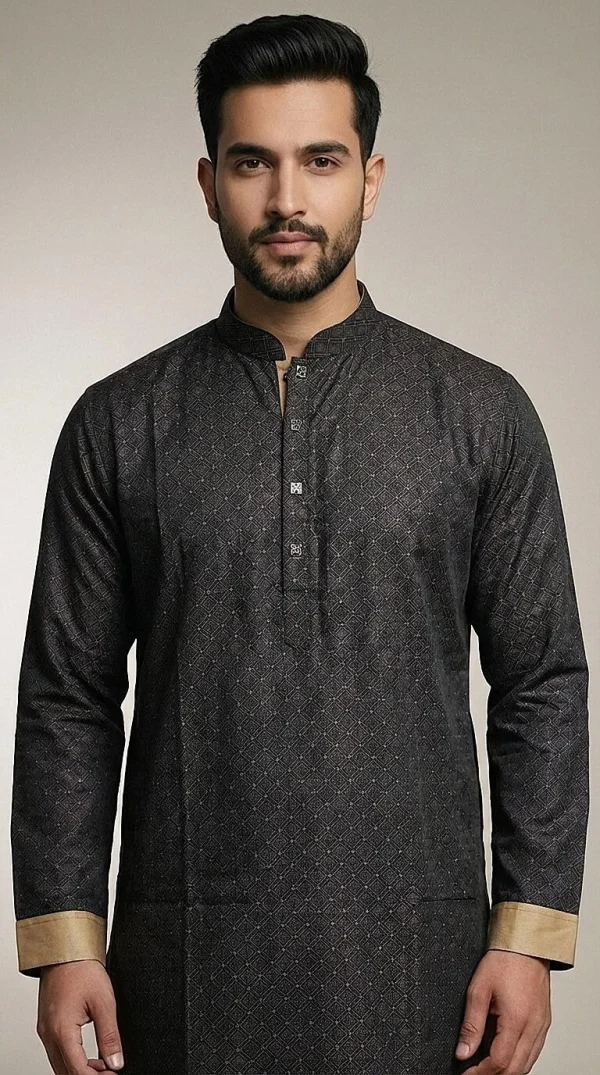 Eid Premium Panjabi 2026-Gold Black Img 2