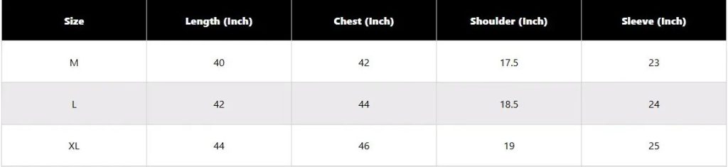 Panjabi Size Chart 22
