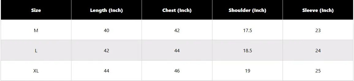 Panjabi Size Chart